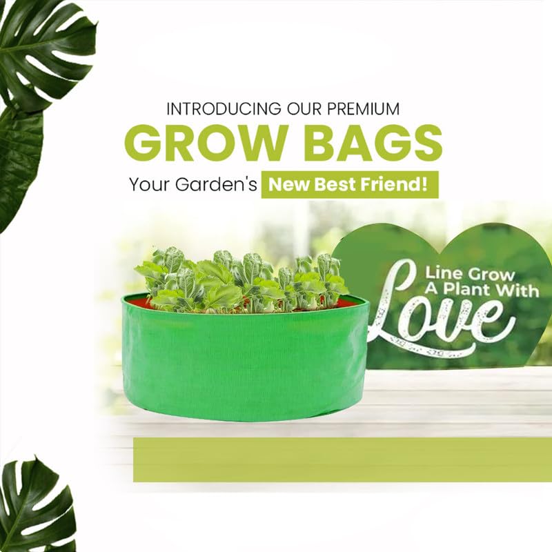 HDPE Grow Bags 250gsm (18x15 Inches) - Pack of 5, Durable Vegetable & Plant Grow Bags for Home, Terrace, and Balcony Gardening