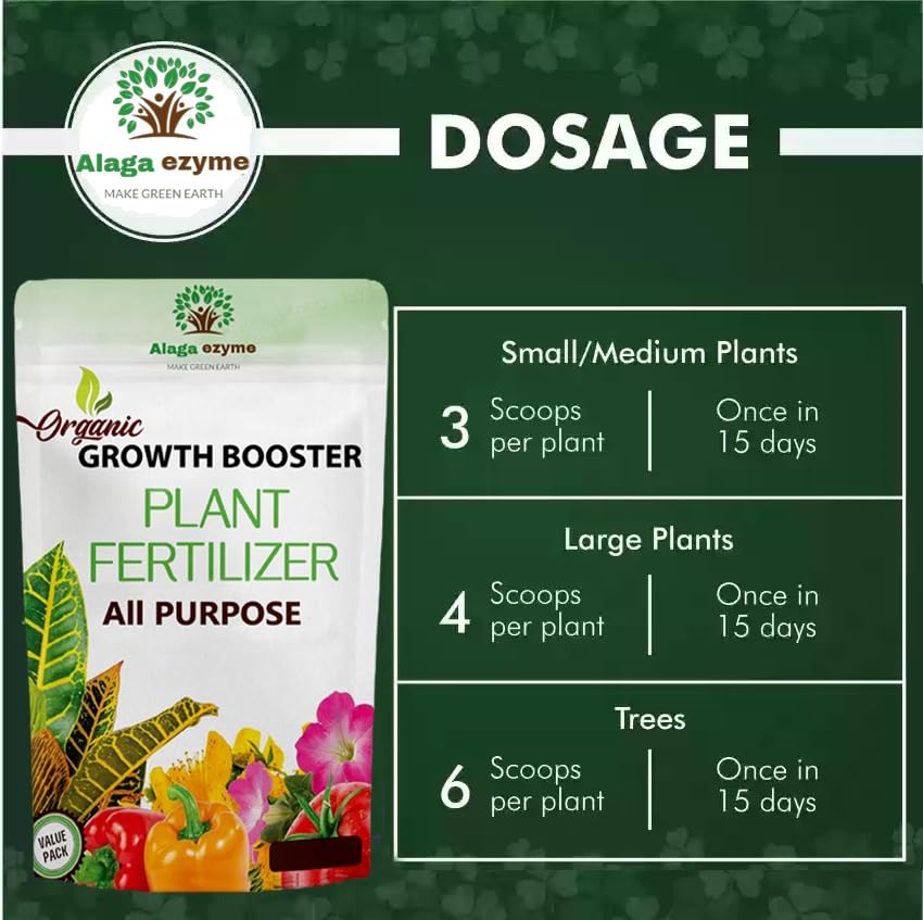 Alagaezyme Organic Growth Booster 98% Fertilizer Manure for Home Garden plants (400)