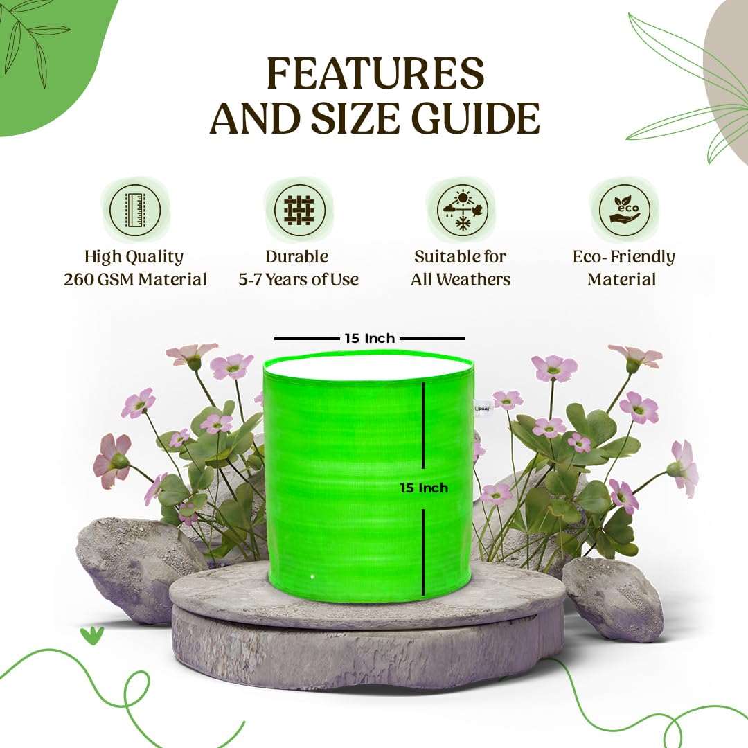 6x6 Inch HDPE Grow Bags 250gsm (Pack of 5) - Durable Vegetable and Plant Bags for Terrace and Home Gardening