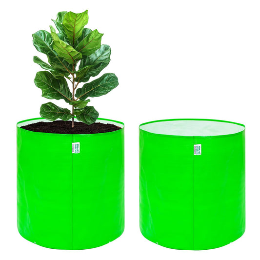 HDPE Uv Protected 260 GSM Round Green Colour Plants Grow Bags Suitable for Terrace and Vegetable Gardening Size 18x18 Inch Pack of 2