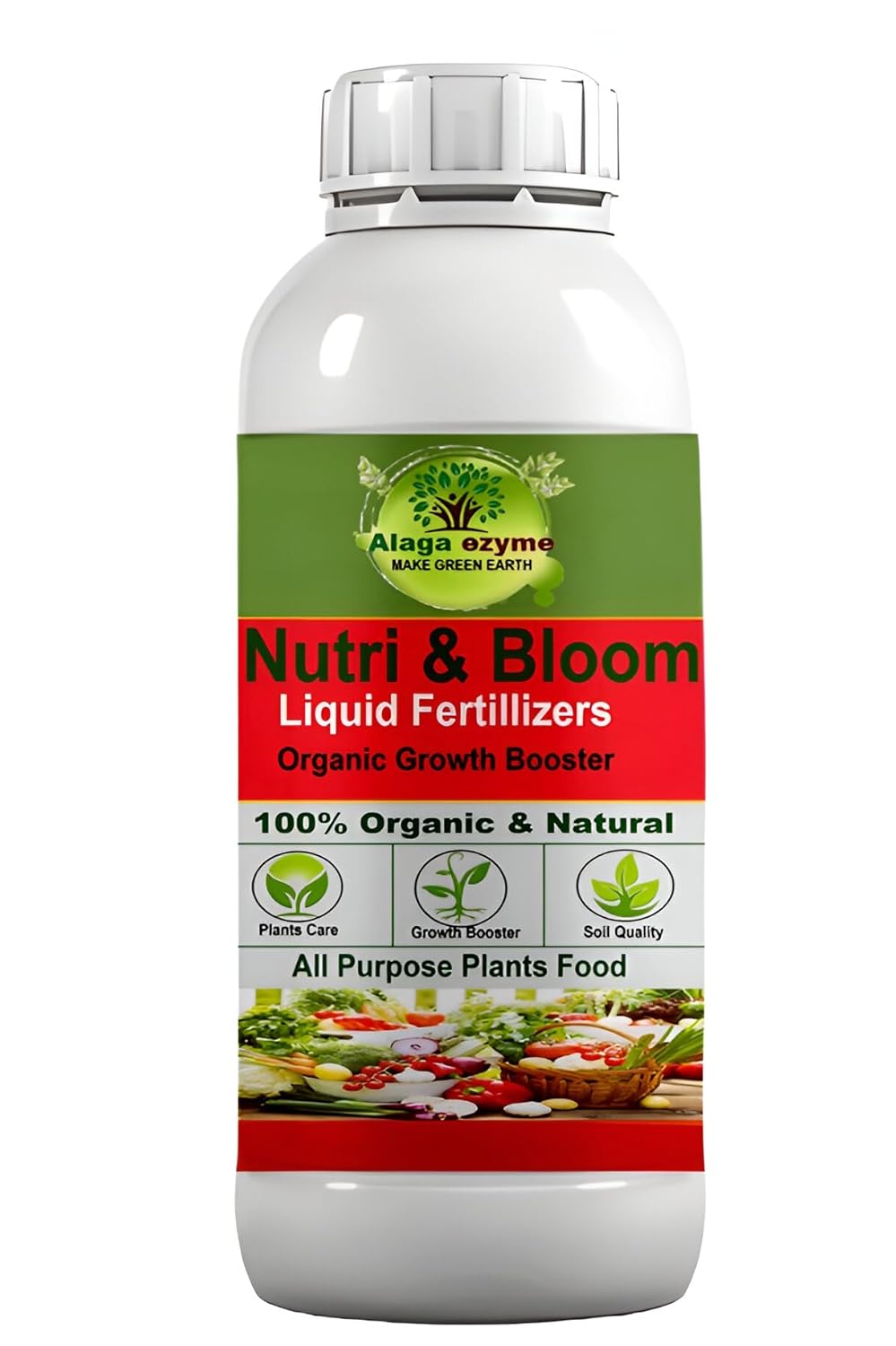 Alagaezyme Nutri Bloom– Plant Growth Booster for Potted Indoor and Outdoor Plants, Balanced Macro & Micro Nutrients Organic Plant Food, Liquid Fertilizer For Potted Indoor & Outdoor plants (1000 ml)