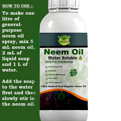 Alagaezyme Neem Oil 3000 PPM. Neem Oil for Plants. Water Soluble. Spray on Plants and Gardens. Neem Oil for Plants Insects Spray, Agriculture, Crops. Effective Emulsifier. (250 ml)