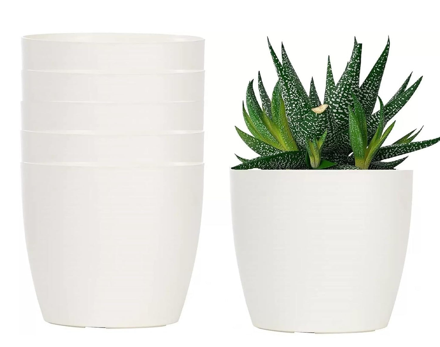 Round Premium Grade Plastic Pot 4 INCH Size for Indoor Plants/Office USE/Desktop Pot. (White) Plant Container Set of 10