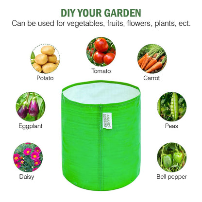 HDPE Uv Protected 260 GSM Round Green Colour Plant Bags Suitable for Terrace and Vegetable Gardening 9x6 Inch Pack of 10 Grow Bags