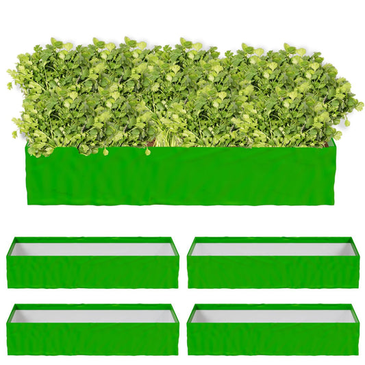 HDPE Terrace Gardening Rectangular Vegetable Grow Bag 250gsm - 24x12x12 Inches (Green) - Pack of 5