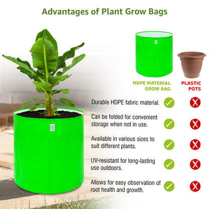 HDPE Uv Protected 260 GSM Round Green Colour Plants Grow Bags Suitable for Terrace and Vegetable Gardening Size 18x18 Inch Pack of 2