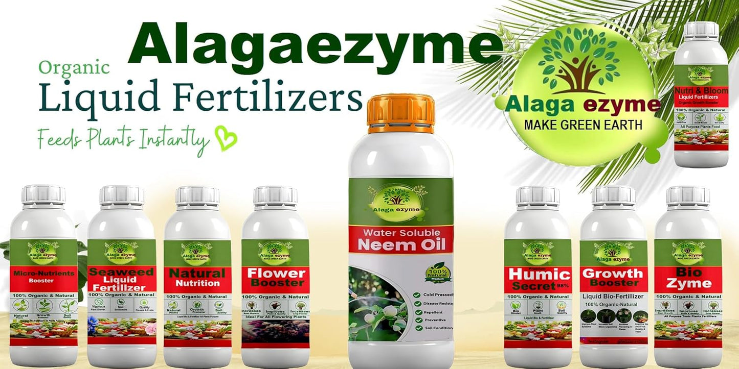 Alagaezyme Neem Oil 3000 PPM. Neem Oil for Plants. Water Soluble. Spray on Plants and Gardens. Neem Oil for Plants Insects Spray, Agriculture, Crops. Effective Emulsifier. (250 ml)