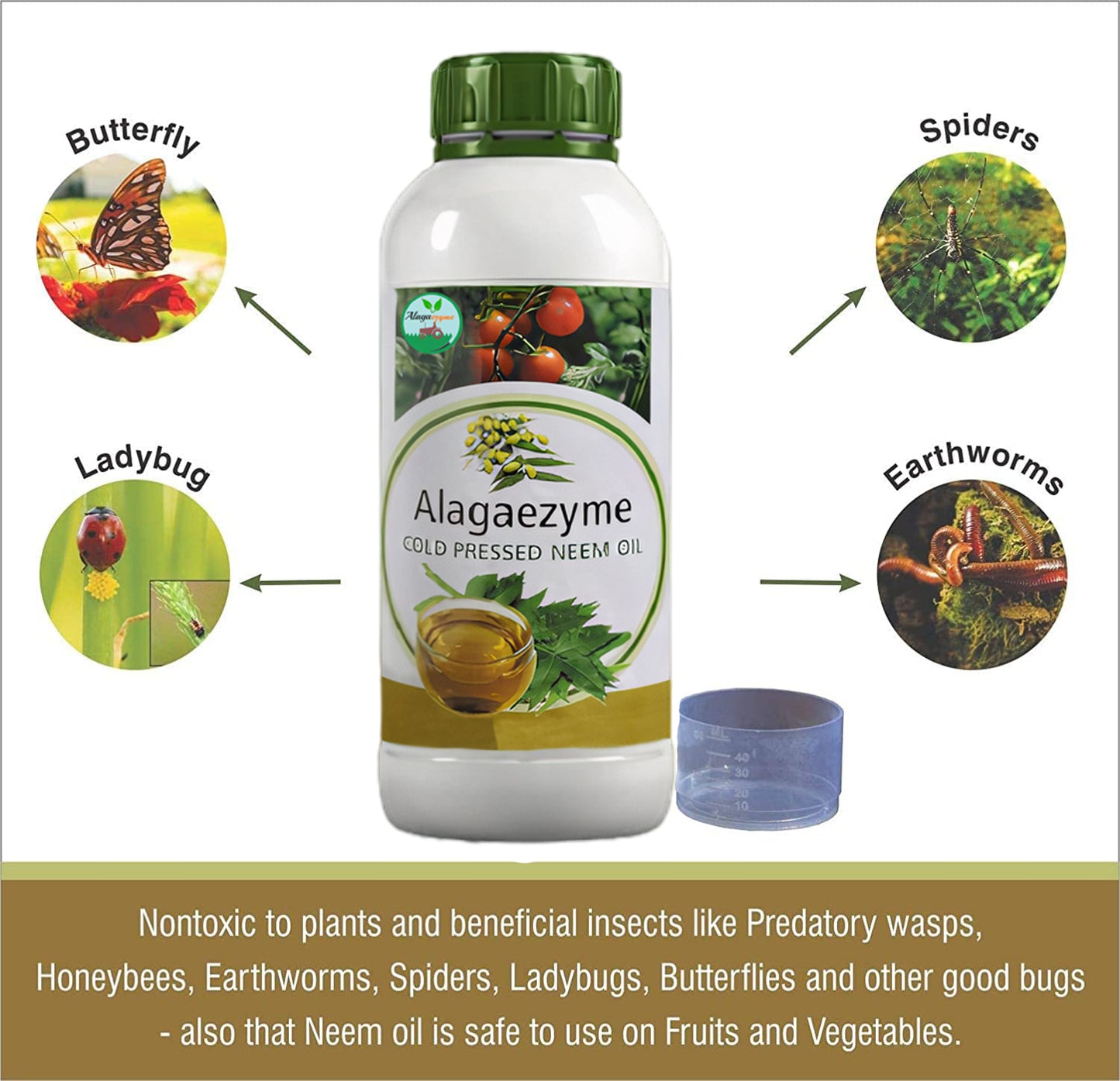 Alagaezyme Liquid Neem Oil for Organic Farming and Plant Growth | Organic Cold Pressed Water Soluble Pure Neem Oil with